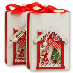 Schafmilchseife eckig 150g verpackt in Schachtel dekoriert mit weihnachtlichen Motiv, Classic/Granatapfel 