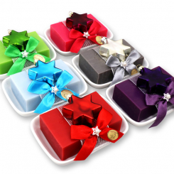 Sheep milk soap 150g on a soap dish decorated with a christmas star, sorted 