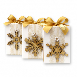 Schafmilchseife eckig 150g verpackt in Schachtel dekoriert mit Schneeflocke, Classic/Quitte 