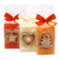 Sheep milk soap 150g decorated with gingerbread in a cellophane, sorted 
