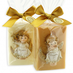 Sheep milk soap 150g decorated with an angel in a cellophane, Classic/quince 