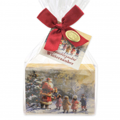 Schafmilchseife eckig 150g Winterzauber "Weihnachtszauber-Motiv 15" in Cello 