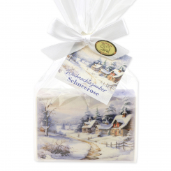 Schafmilchseife eckig 150g Schneerose "Weihnachtszauber-Motiv 6" in Cello 