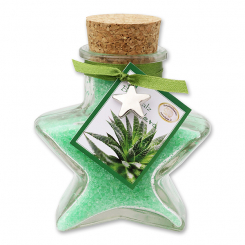 Bath salt 160g in a star shaped glass jar, Aloe Vera 