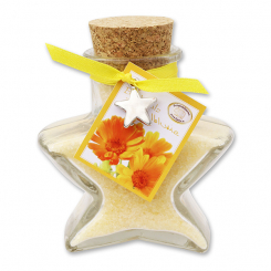 Bath salt 160g in a star shaped glass jar, Marigold 