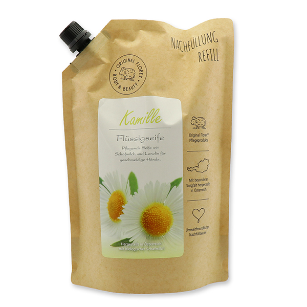 Florex Schafmilchseife Eisenkraut – 1 Liter Nachfüllflasche, Flüssige Naturseife Ohne Parabene & Palmöl